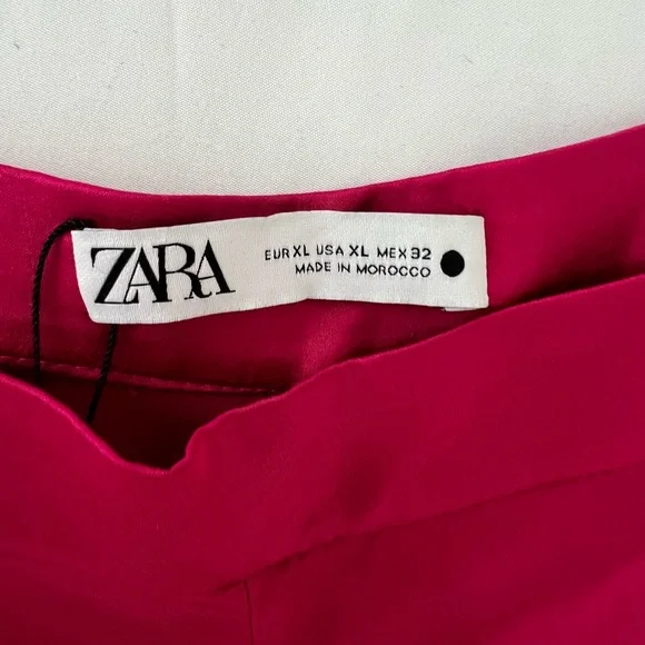 Zara Magenta Silk Wide Leg Pants - Picture 2 of 6